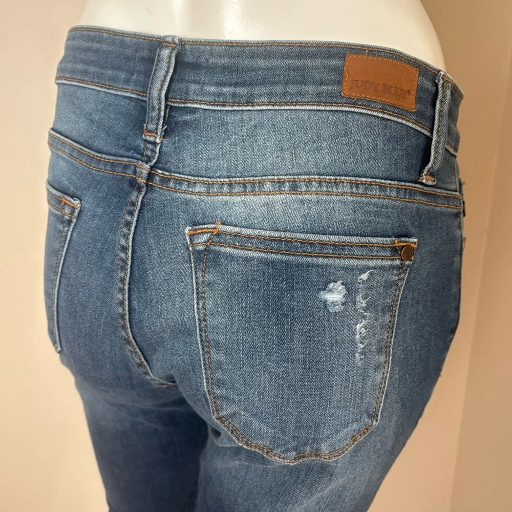 Judy Blue JB8268DK Buffalo Plaid Patch Skinny Jeans Size 9 39